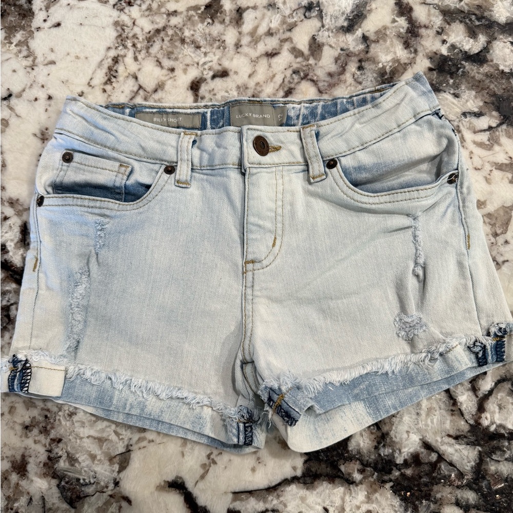 Lucky Brand Blue Jean Shorts Distressed Frayed Hem